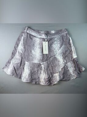 Sim & Sam Ruffle Mini Skirt Gray White Feminine Lightweight